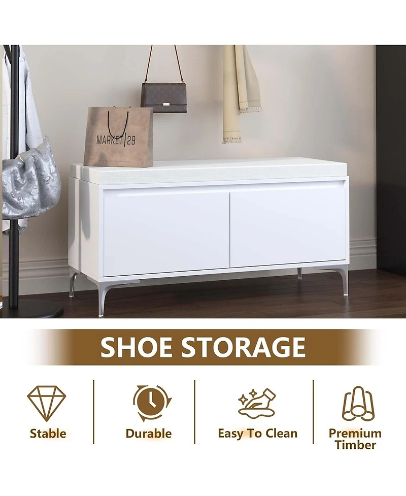 Rainsken Wall-Mounted Entryway Shelf with Hooks and Storage Bench Set for Entryway, Hallway, Living Room, Bedroom