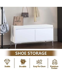 Rainsken Wall-Mounted Entryway Shelf with Hooks and Storage Bench Set for Entryway, Hallway, Living Room, Bedroom