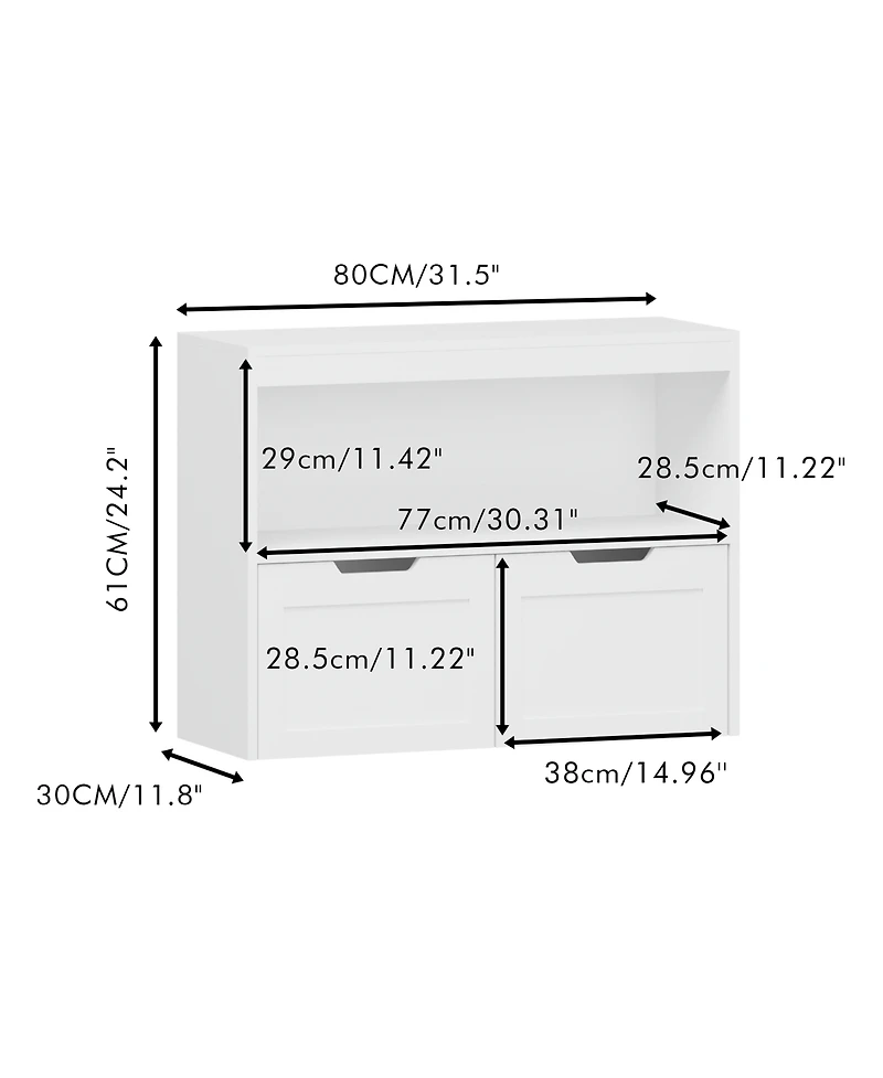 Rainsken Kids Bookshelf and Toy Storage Organizer with Drawers and Shelves, Toddlers Bookcase for Nursery, Playroom and Bedroom
