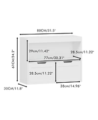 Rainsken Kids Bookshelf and Toy Storage Organizer with Drawers and Shelves, Toddlers Bookcase for Nursery, Playroom and Bedroom