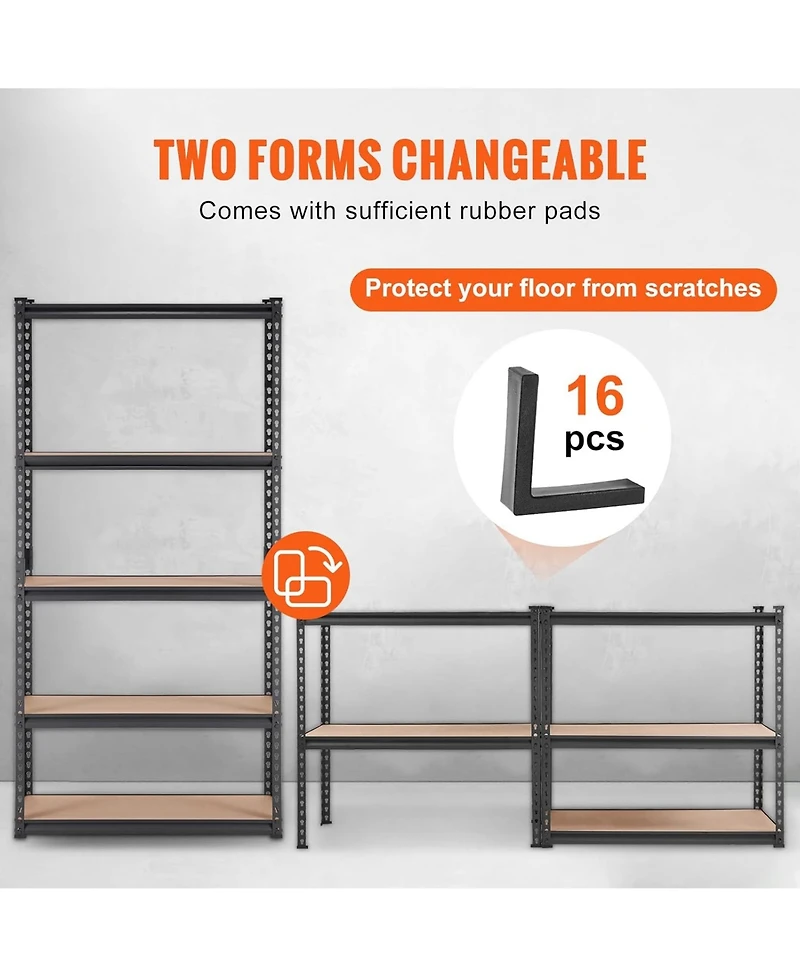 Rainsken Storage Shelving Unit, 5-Tier Adjustable Metal Storage Shelves, Heavy Duty Organizer Rack for Pantry, Basement, 36" L x 18" W x 72&