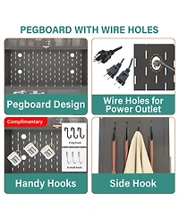 Rainsken 6-Tier Pantry Cabinet with Flip Door and Pegboard, Freestanding Kitchen Hutch with Adjustable Shelves for Dining Room