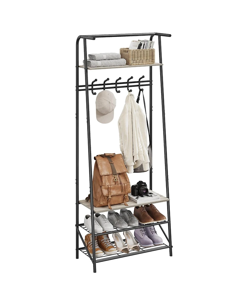 gaomon Hall Tree 4-In-1 Entryway Coat Rack with 5 Hooks and Shoe Storage Bench