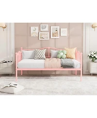 gaomon Twin Daybed Frame- Metal Platform Sofa Bed with Headboard- 12Inch Storage- No Box Spring Needed- Heavy Duty Steel Slats