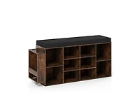 Slickblue 10-Cubby Shoe Storage Bench with Umbrella Stand for Entryway