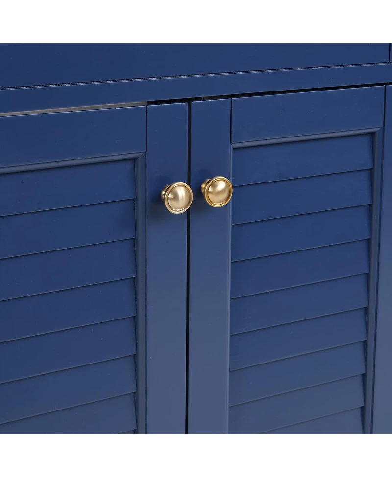 Sillysis 36" Bathroom Vanity with Ceramic Sink, Solid Wood Frame, Flip-Top and Drawer Storage, Adjustable Shelves