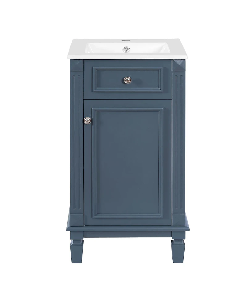 Sillysis 18" Bathroom Vanity with Sink, French Modern Freestanding Solid Wood Mdf Cabinet, Soft Close Door for Small Spaces