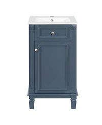 Sillysis 18" Bathroom Vanity with Sink, French Modern Freestanding Solid Wood Mdf Cabinet, Soft Close Door for Small Spaces