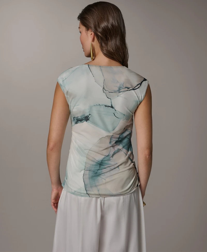 Donna Karan New York Women's Printed V-Neck Top