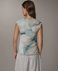 Donna Karan New York Women's Printed V-Neck Top