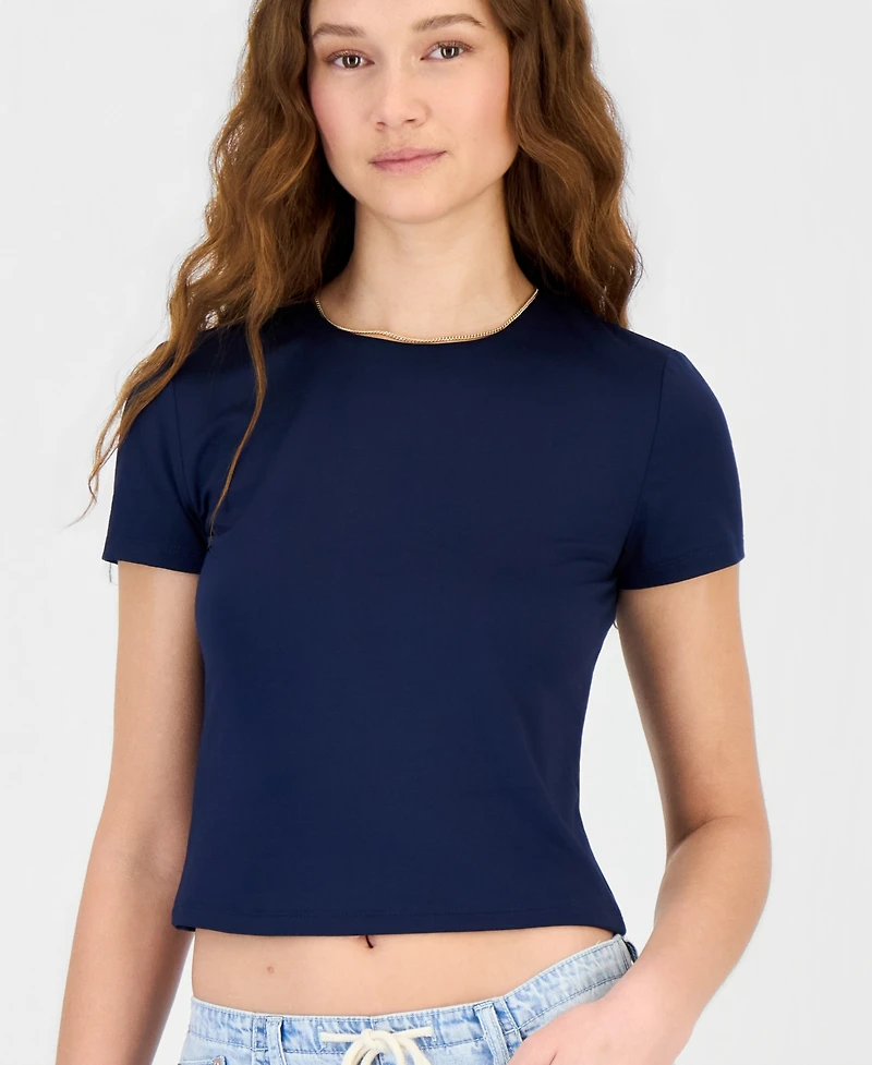 Hippie Rose Juniors' Cropped Crewneck T-Shirt