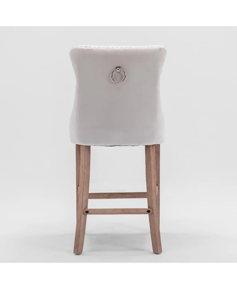 Set of 2 Velvet Counter Height Stools, 26.3" Button Tufted Upholstered Kitchen Island Chairs with Back -The Pop Home