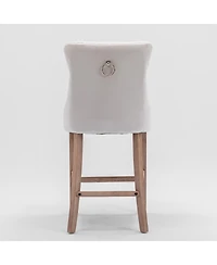 Set of 2 Velvet Counter Height Stools, 26.3" Button Tufted Upholstered Kitchen Island Chairs with Back -The Pop Home