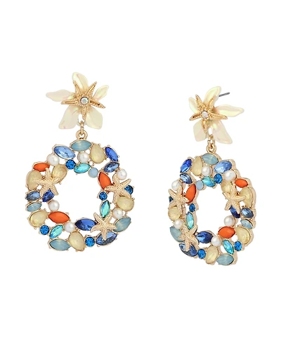 Betsey Johnson Faux Stone Starfish Doorknocker Earrings