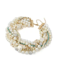Betsey Johnson Faux Stone Cultured Pearl Twist Collar Necklace