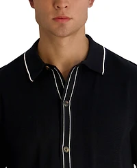Karl Lagerfeld Paris Men's Short-Sleeve Regular-Fit Woven Sweater