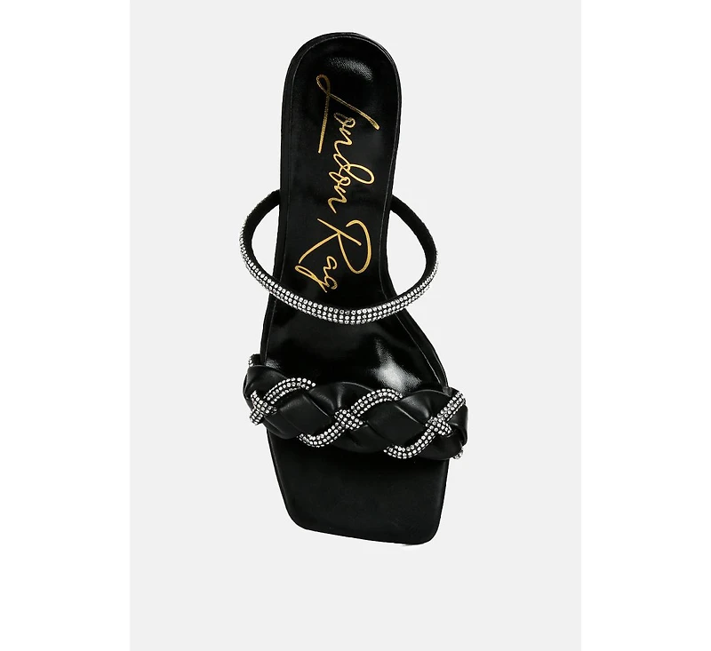Womens Big Plan Diamante Detail Mid Heel Sandals