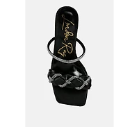Womens Big Plan Diamante Detail Mid Heel Sandals
