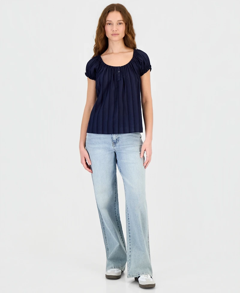 Self Esteem Juniors' Puff Sleeve Tie Back Top