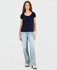 Self Esteem Juniors' Puff Sleeve Tie Back Top