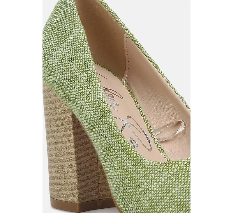 Elsie Canvas Block Heel Pumps