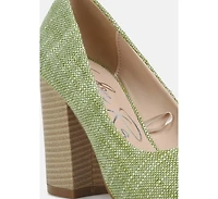 Elsie Canvas Block Heel Pumps