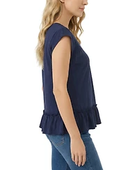 Ny Collection Petite Cap-Sleeve Peasant Top