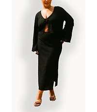 Fashion-szn Curve Women's Curve Crochet Tie Front Resort Top