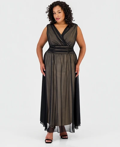Connected Plus Matte Chiffon Sleeveless V-Neck Dress
