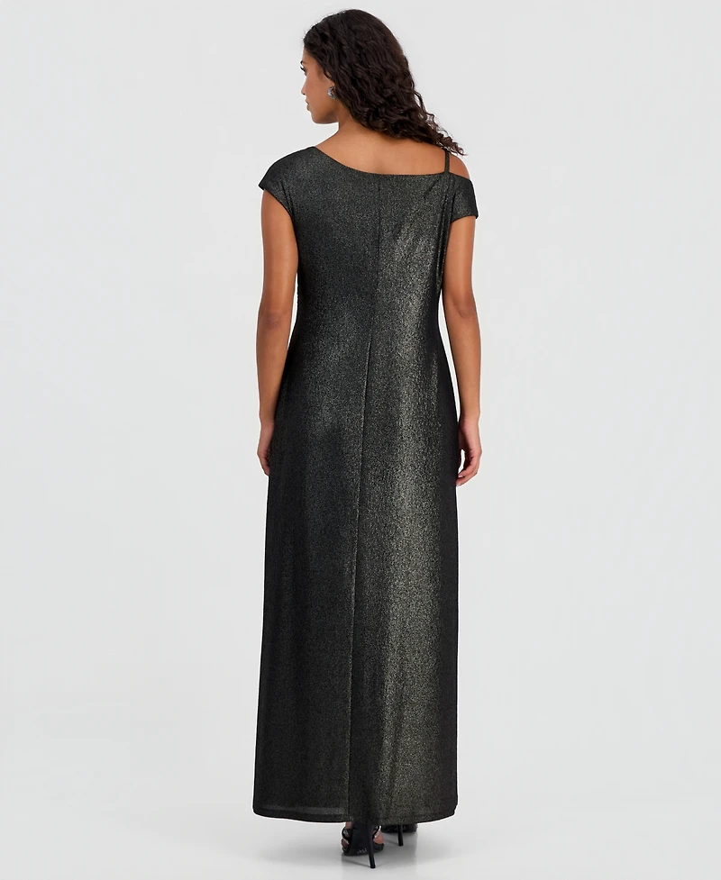 Connected Petite Jacquard Asymmetric Dolman-Sleeve Sheath Dress