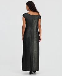 Connected Petite Jacquard Asymmetric Dolman-Sleeve Sheath Dress