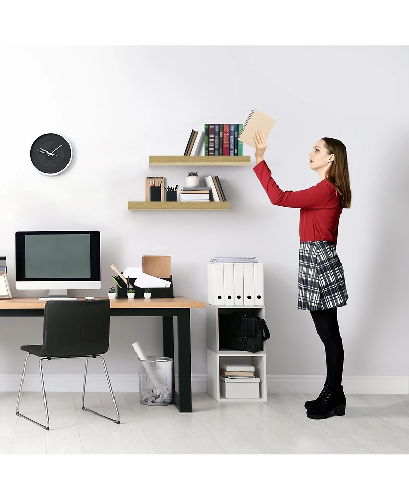 Sorbus 2 Pack 16 Inch Coastal Rectangle Floating Shelves - for Home DAcor to Display Trophies, Books, Frames, and more (Maple)