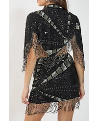 Nasty Gal Women's Panelled Tassel Sequin Mini Skirt