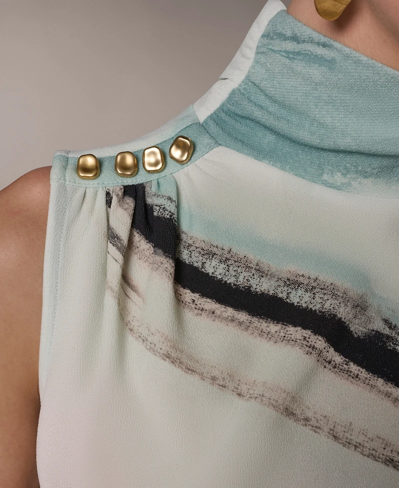 Donna Karan New York Petite Sleeveless Mock Neck Top