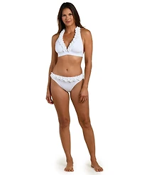 La Blanca Women's Island Goddess Ruffled Halter Bikini Top