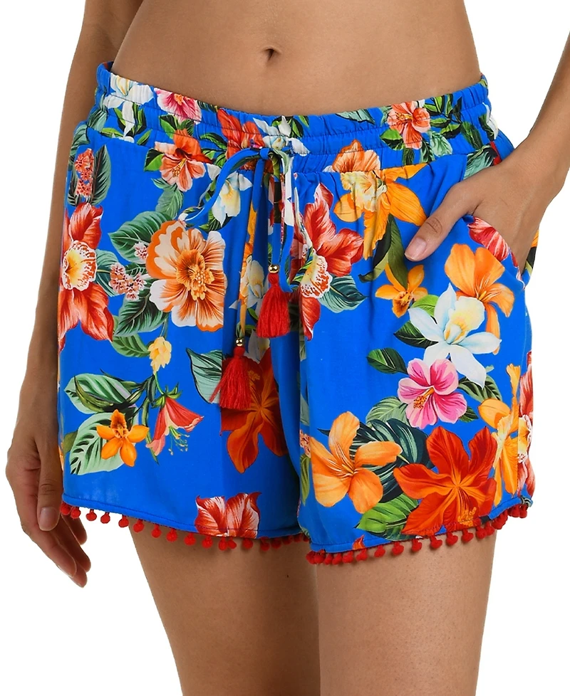 La Blanca Women's Modern Oasis Printed Cover-Up Beach Shorts