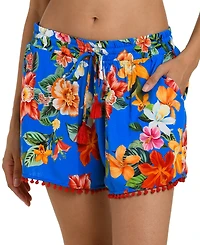 La Blanca Women's Modern Oasis Printed Cover-Up Beach Shorts