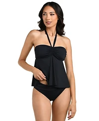 La Blanca Women's Island Goddess Bandeau Neck Tankini Top