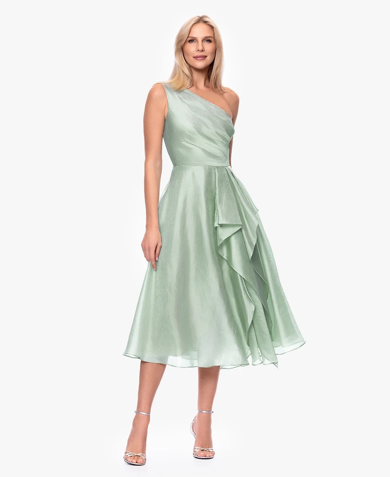 Xscape Women's One-Shoulder Sleeveless Metallic Dress