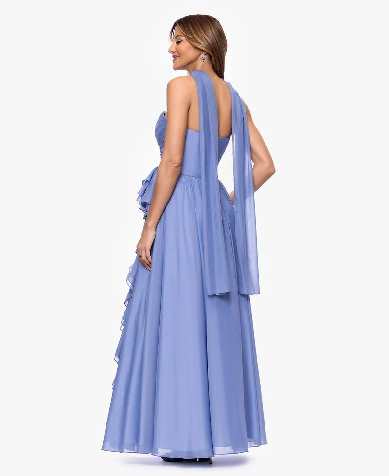 Xscape Women's Scarf Detail Strapless Gown