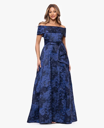 Xscape Women's Brocade Off-The-Shoulder Ball Gown