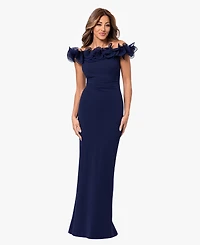Xscape Women's Off-The-Shoulder Wire Scuba Gown