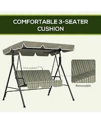 Outsunny Porch Swing Hammock Bench Chair, Steel 3-Seat, Canopy, Multi Color
