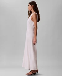 Calvin Klein Women's Tencel Blend Panel V-Neck Midi Dress