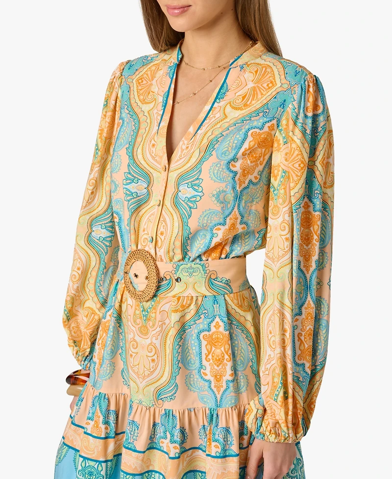 Adrianna Women's V-Neck Printed Short Dress