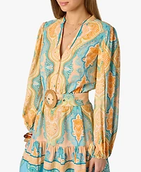 Adrianna Women's V-Neck Printed Short Dress