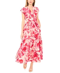 Vince Camuto Women's Short-Sleeve V-Neck Maxi Dress