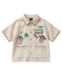 Toy Story Boys' 2T-5T Linen Short-Sleeve Shirt and Shorts, 2-Piece Set