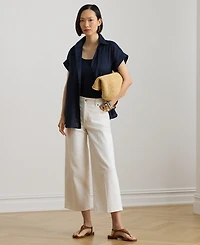 Lauren Ralph Petite High-Rise Wide-Leg Cropped Jeans