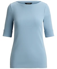 Lauren Ralph Petite Stretch Cotton Boatneck Tee